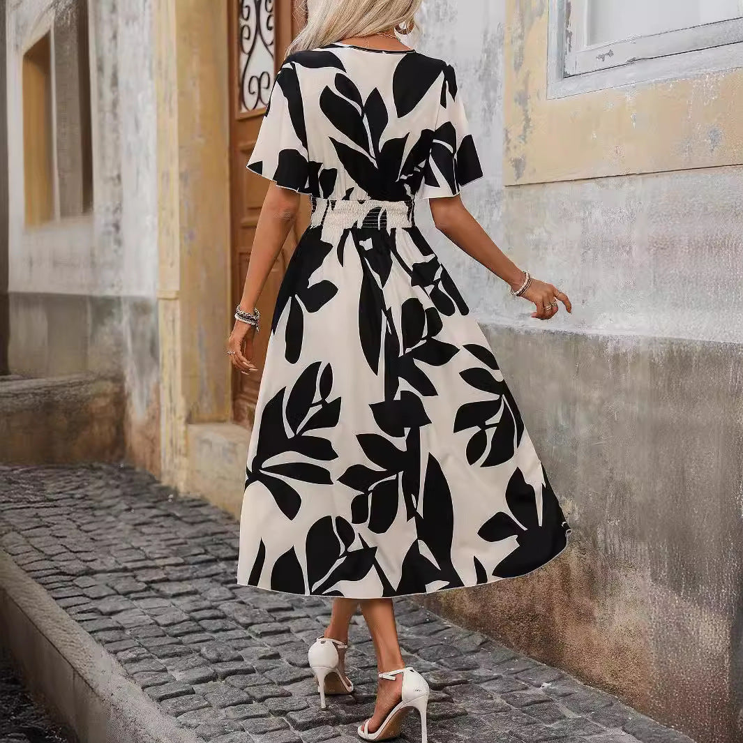 Robe Imprimée Col Croisé Femme — Élégance Signature