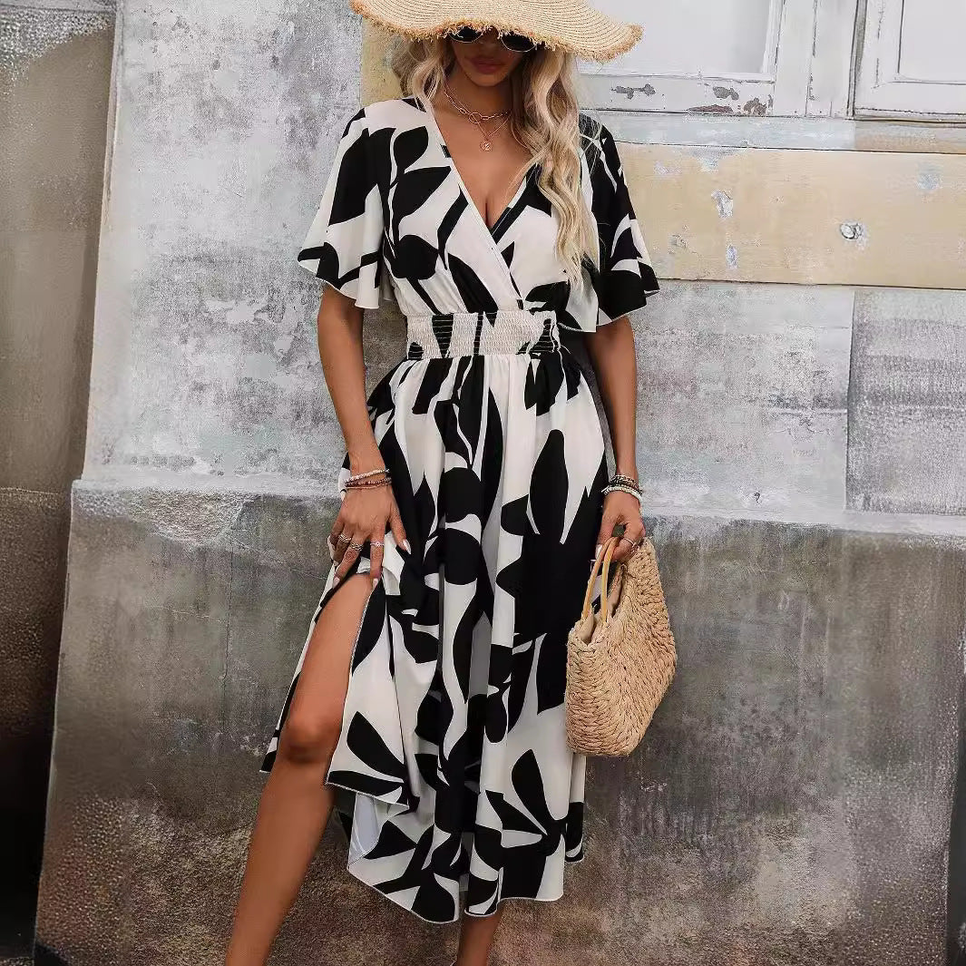 Robe Imprimée Col Croisé Femme — Élégance Signature