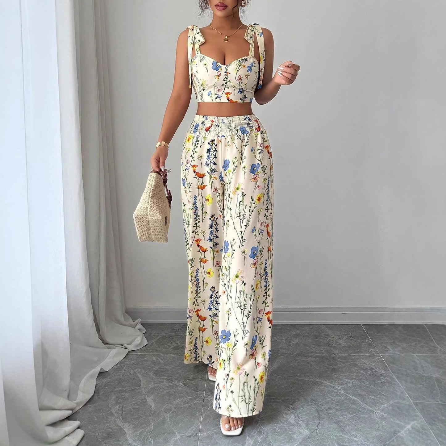 Ensemble Caraco Imprimé & Pantalon Femme Été