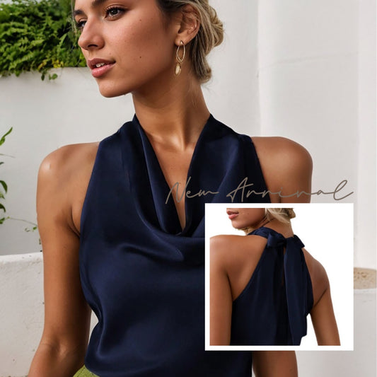 Débardeur Dos Nu Col Balayant Femme — Minimalisme Audacieux