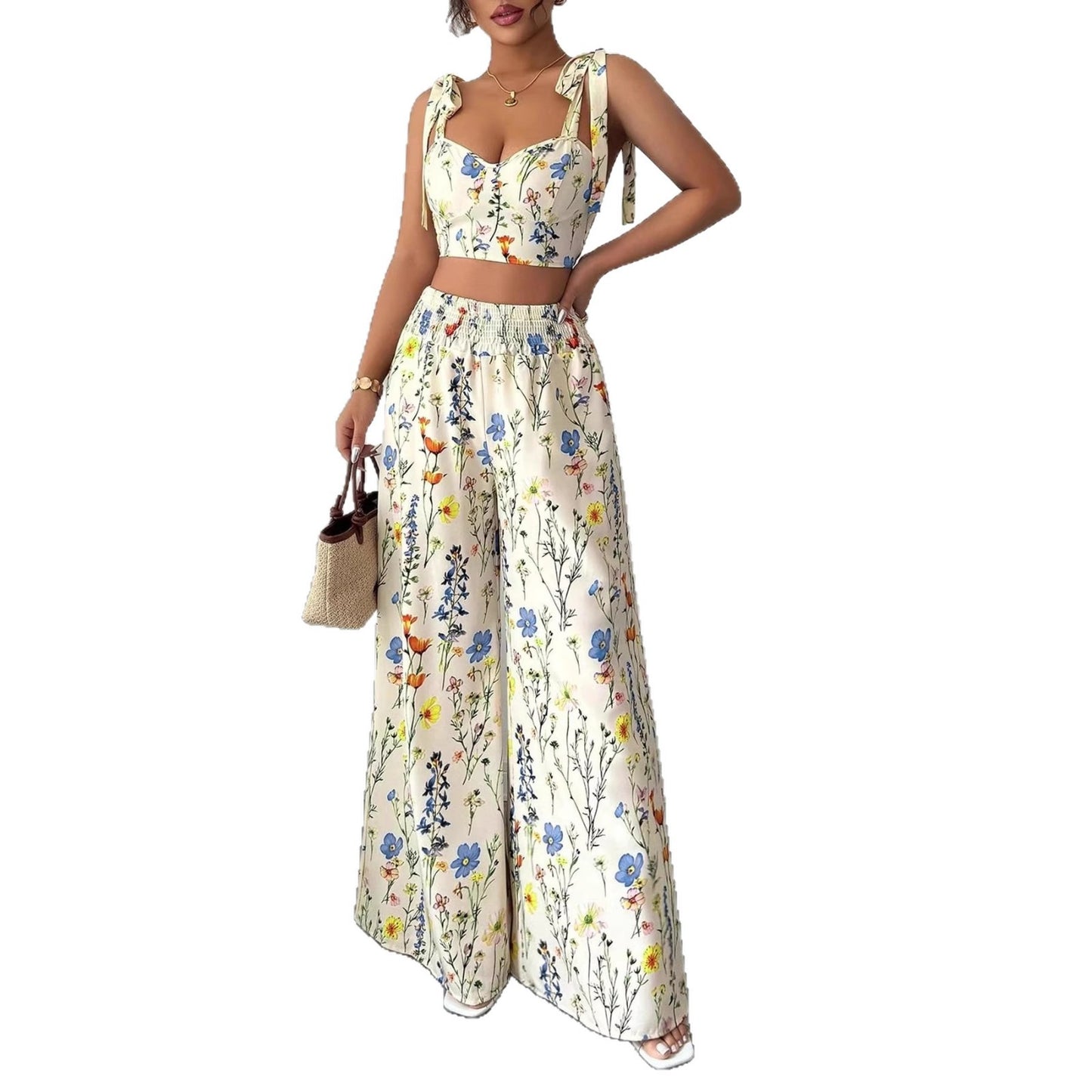 Ensemble Caraco Imprimé & Pantalon Femme Été