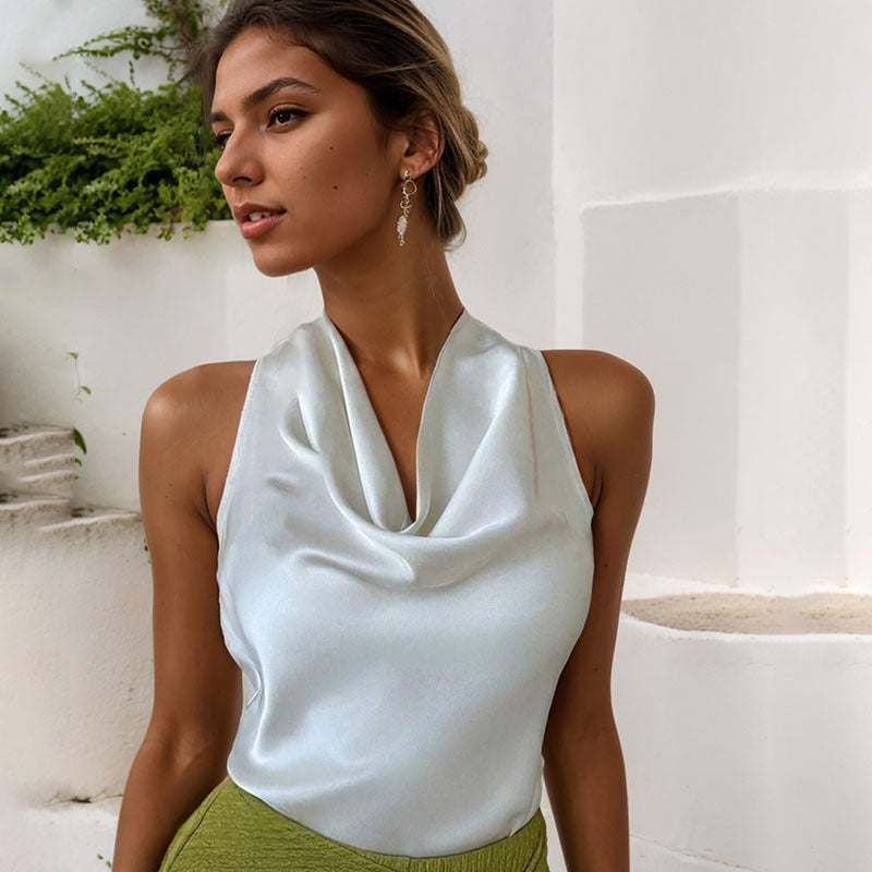 Débardeur Dos Nu Col Balayant Femme — Minimalisme Audacieux