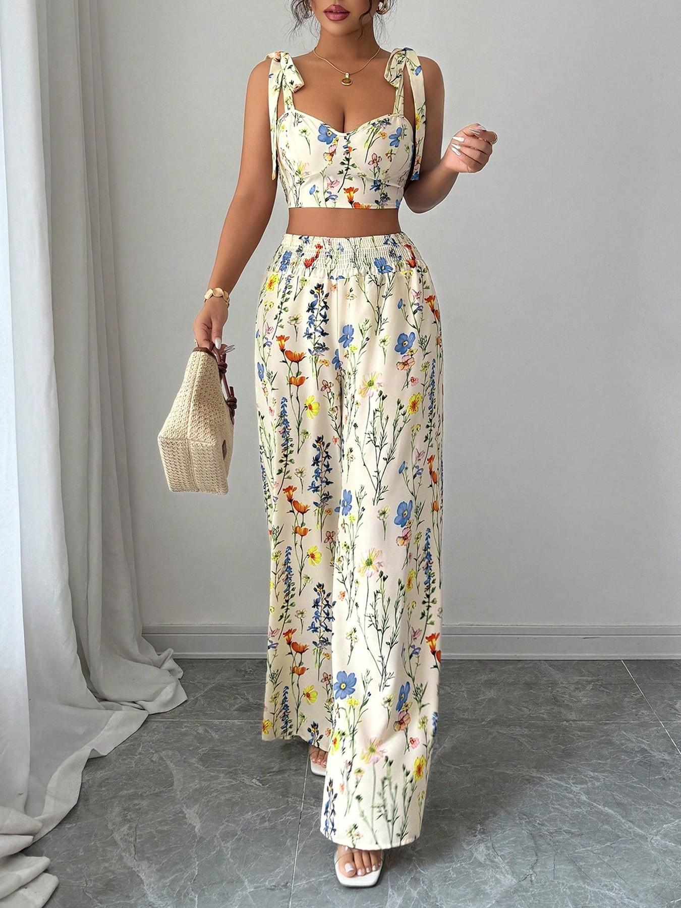 Ensemble Caraco Imprimé & Pantalon Femme Été