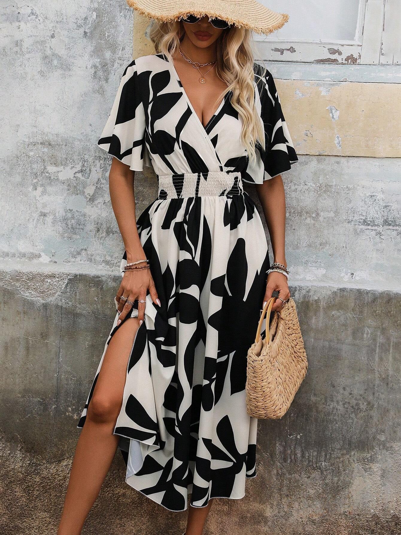 Robe Imprimée Col Croisé Femme — Élégance Signature
