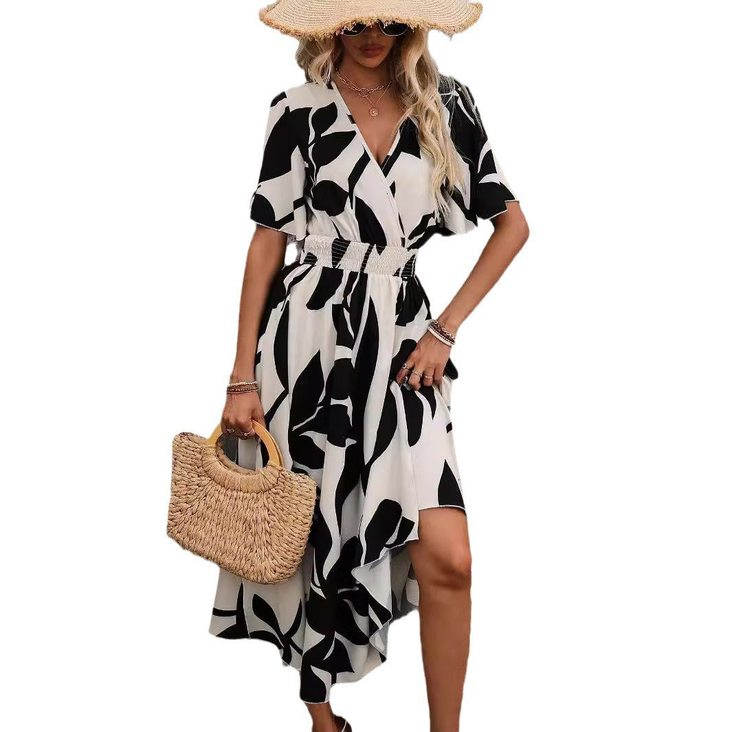 Robe Imprimée Col Croisé Femme — Élégance Signature